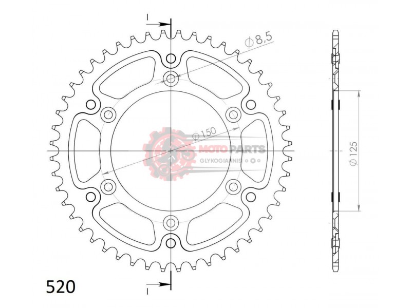 Γρανάζι Τροχού SUPERSPROX/RAL-210-50T  ALUMINIUM-Κόκκινο CRF230'03-19,CRF250F'19-23